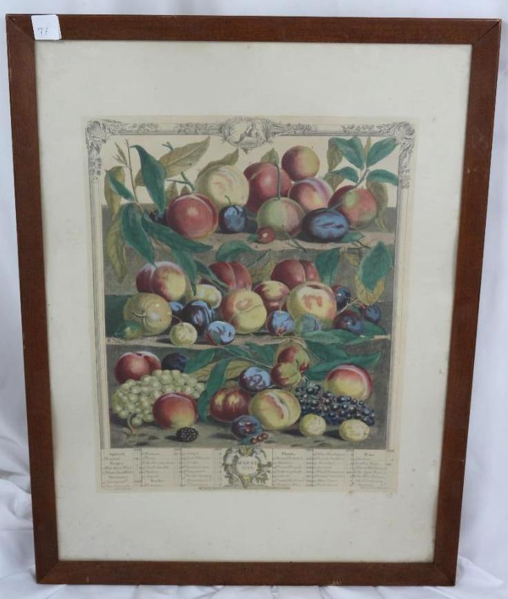 VINTAGE FRAMED PRINT Robert Furber Twelve Months of Fruit (1 of 4)