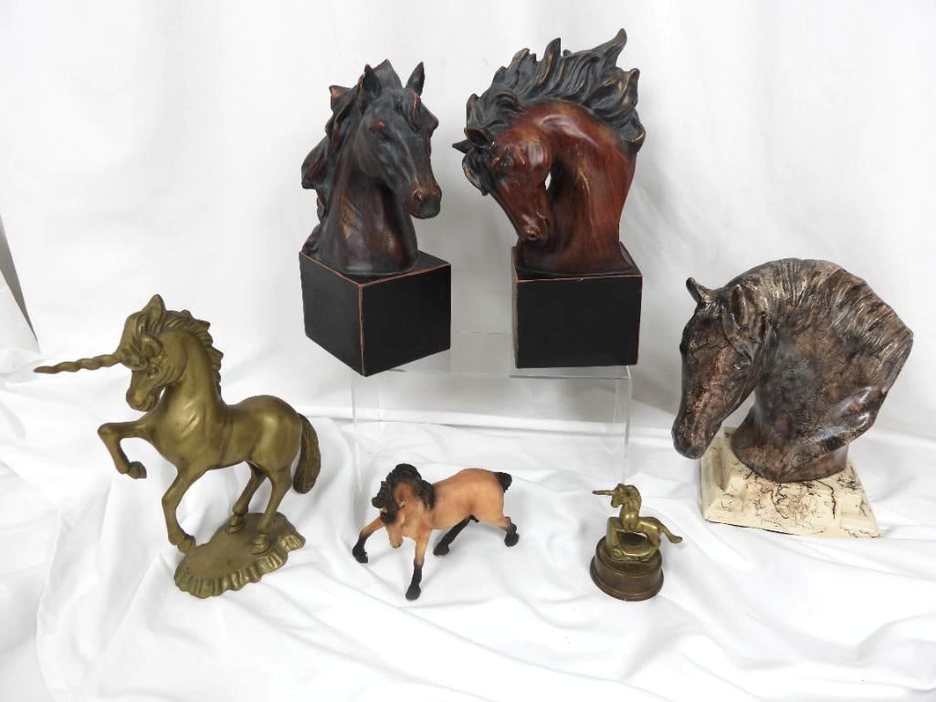 LOT OF 6 HORSE BUSTS AND FIGURINES (1 of 7)