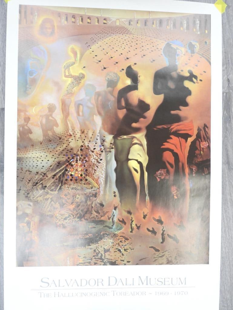 Lot of 3 Salvador Dali Posters 24"x20": Lot of 3 Salvador Dali Posters, each 24"x20". 1 'The Discovery Of America By Christopher Columbus' c.1958-1959, 1 Salvador Dali Museum 'The Hallucinogenic Toreador' c 1969-1970, 1 Salvador Dali 'Girl