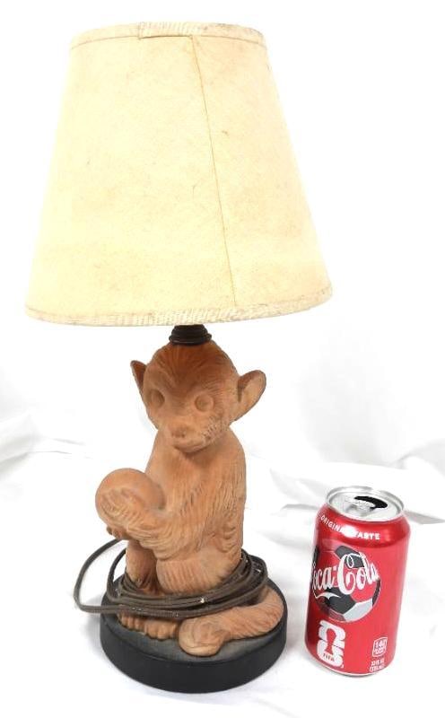 Vintage Terracotta Seated Monkey Figural Table Lamp Mid-20th Century (1 of 4)