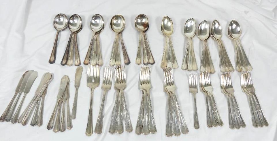 W.F. Newhall & Son 1872 Silverplate "Mystery" Flatware Set 61 pc. (1 of 6)