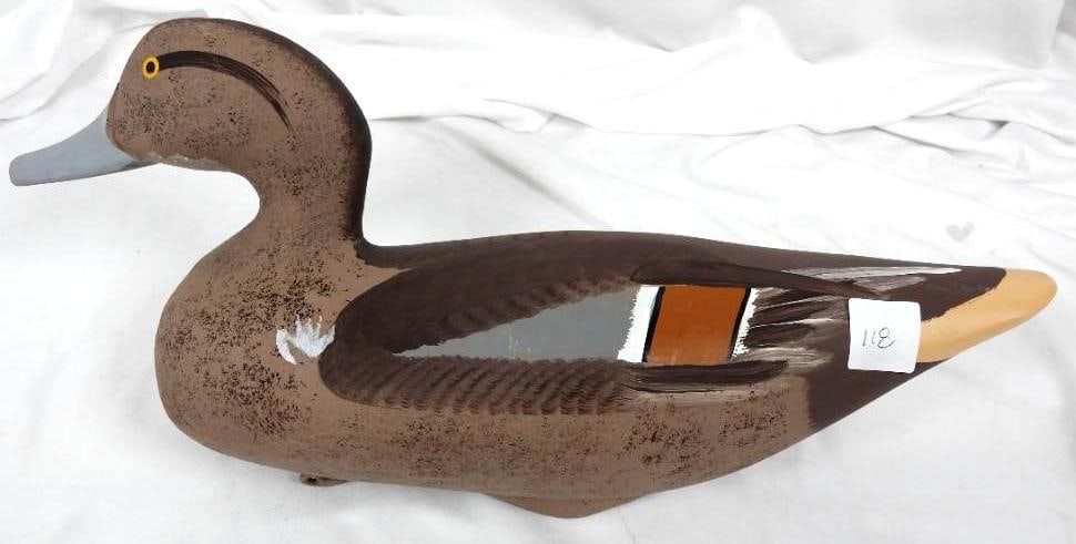 Hand Carved and Painted Wood Pintail Duck Decoy Signed by Captain Harry Jobes (1 of 3)