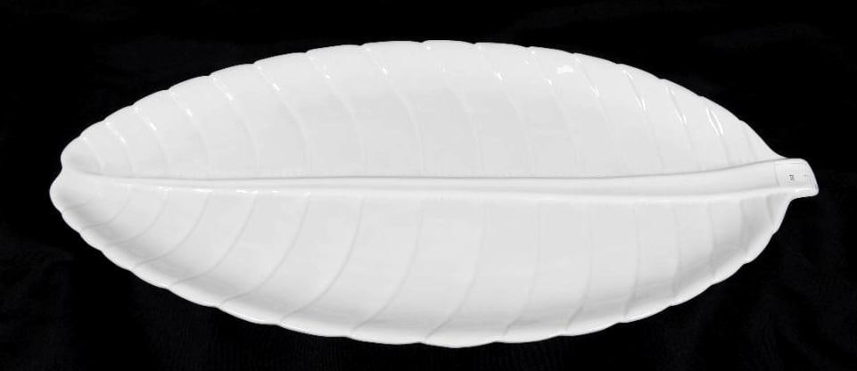 NEW Made in Italy Long leaf design deep platter charcueterie white platter 23" (1 of 3)