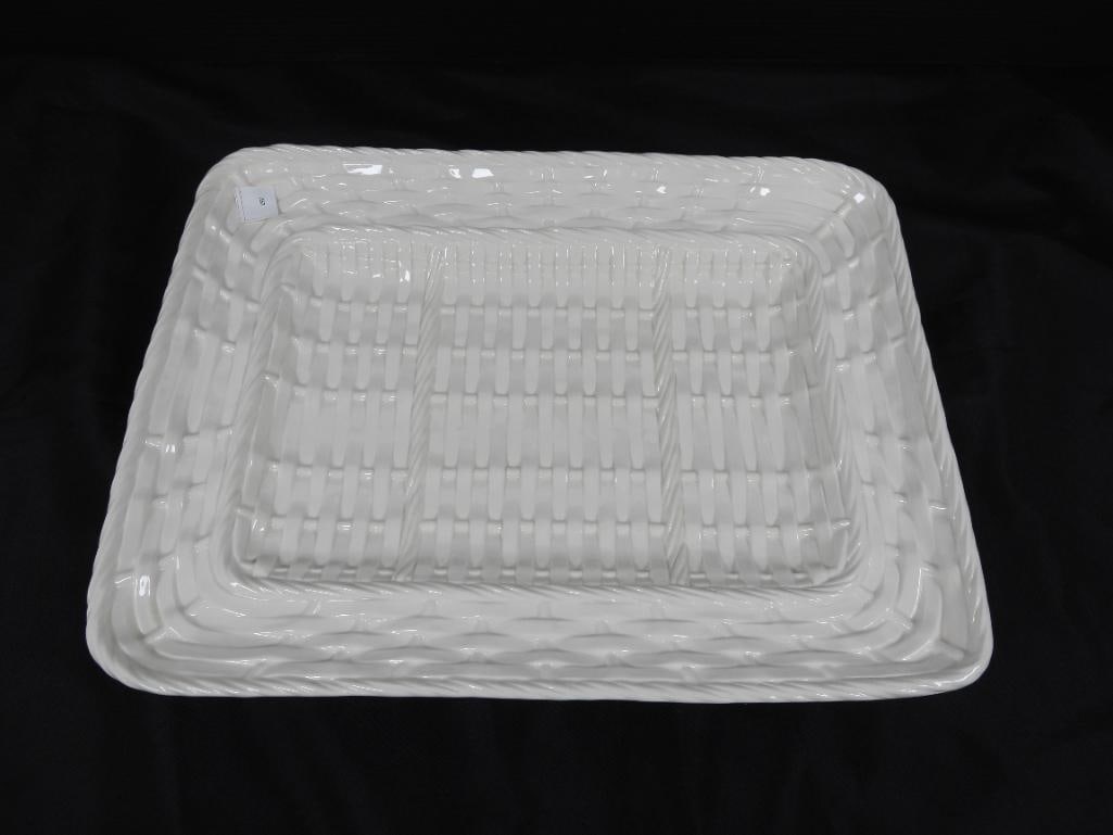 NEW WILLIAMS-SONOMA Exclusive ELIOS ITALY Ivory Off white braided large platter 18.25" (1 of 4)