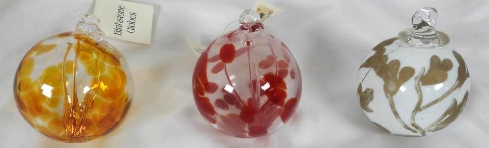 Lot of 3 Blown glass balls - 2 are Birthday balls JK Glass (1 of 5)