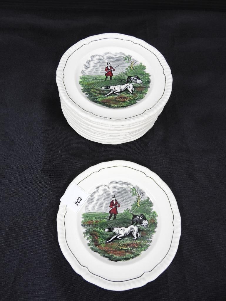 Lot of 12 COPELAND ENGLAND "Hunting Scenes" 5.5 Dessert Bread/Butter Plates (1 of 3)