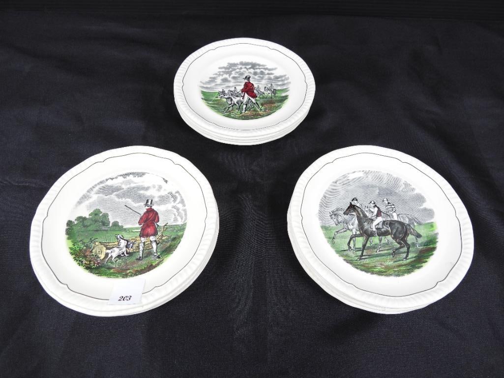 Lot of 12 COPELAND ENGLAND "Hunting Scenes" 6.75" Dessert Bread/Butter Plates (1 of 7)