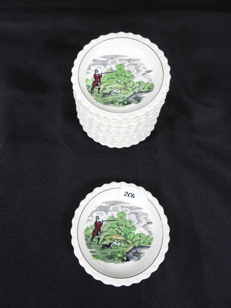 Lot of 12 COPELAND ENGLAND "Hunting Scenes" 3.5" Nut dishes (1 of 3)