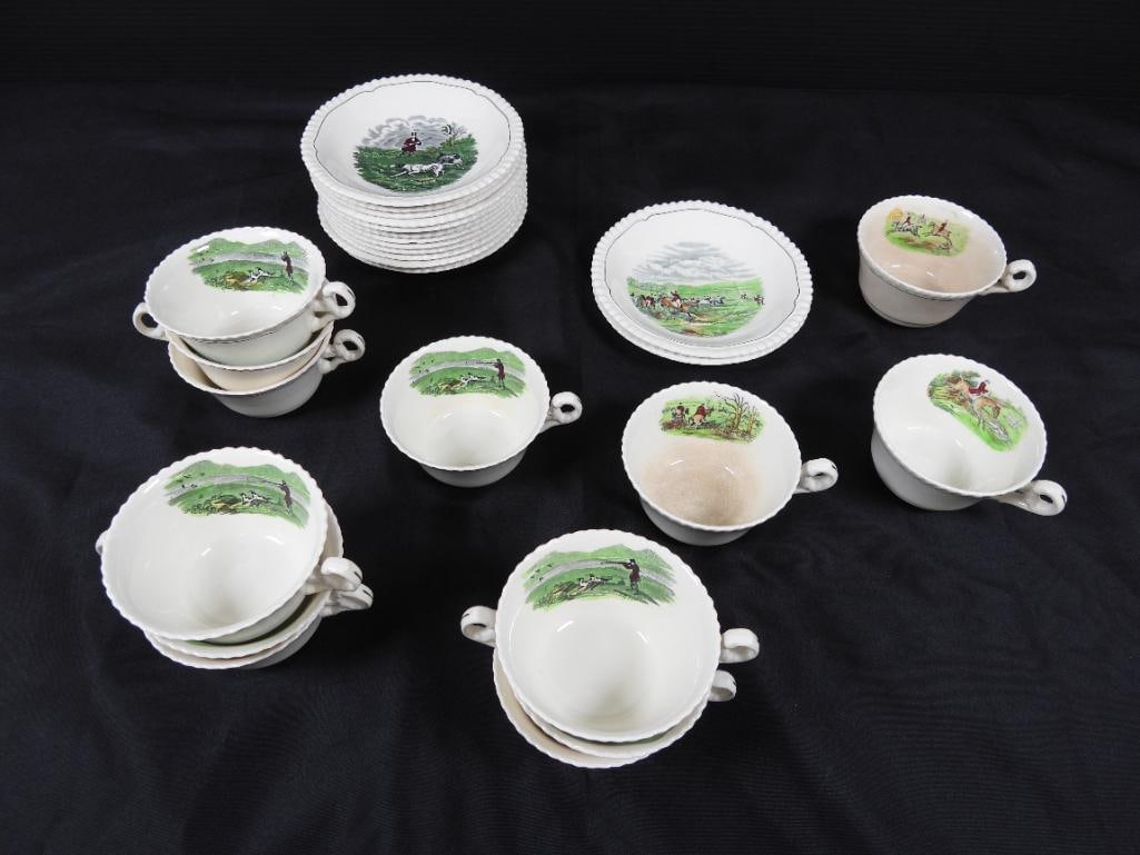 Lot of 27 COPELAND ENGLAND "Hunting Scenes "(13) Cups and (14) Saucers (1 of 13)