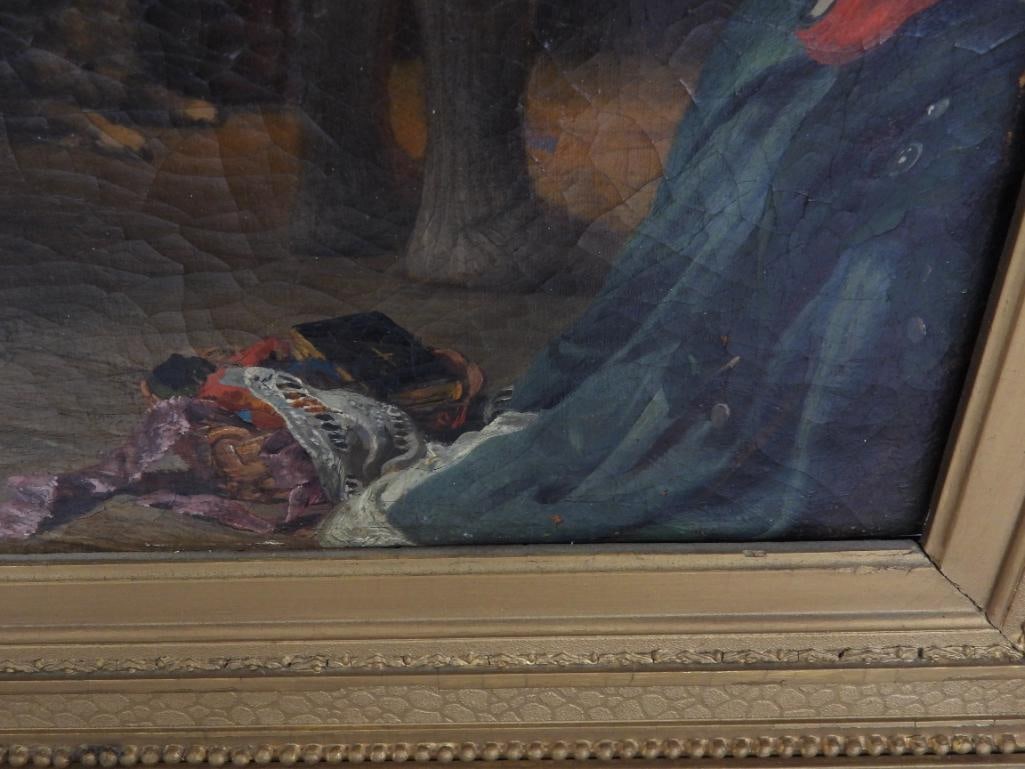 Felix Schlesinger (1833-1910) Original Signed Antique Oil Painting of Family Moments - 11