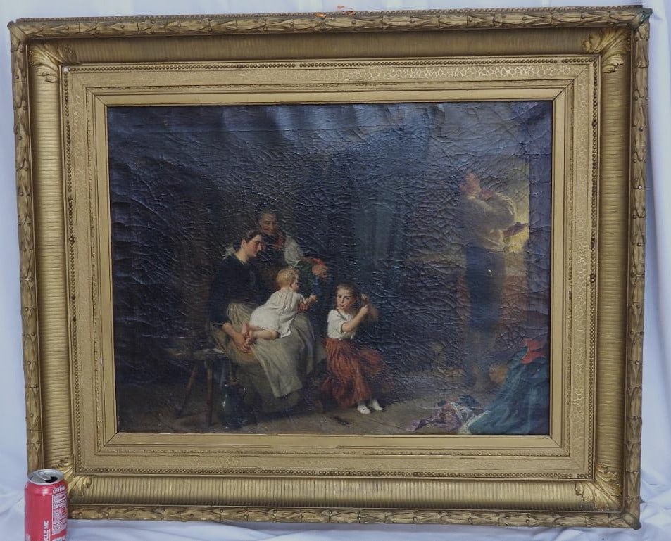 Original Oil Painting Signed by Felix Schlesinger (1833-1910) Family Moments (1 of 16)