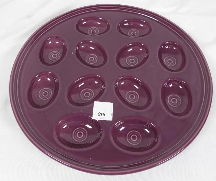 Vintage Fiesta HLC USA Purple Ceramic deviled egg plate platter serving (1 of 2)