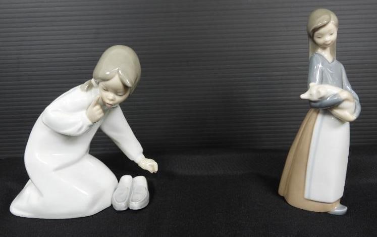 Lot of 2 Lladro Spain Porcelain figurines "Girl with Pig" (1 of 7)