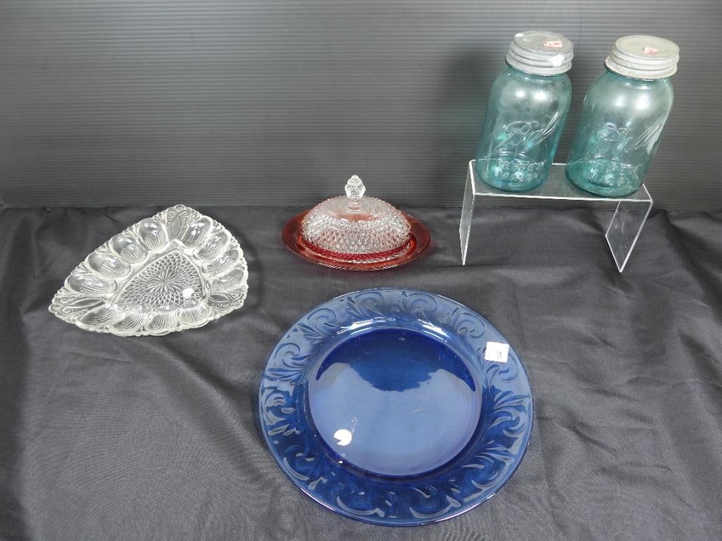 Lot of antique and vintage glass dishes jars (1 of 6)