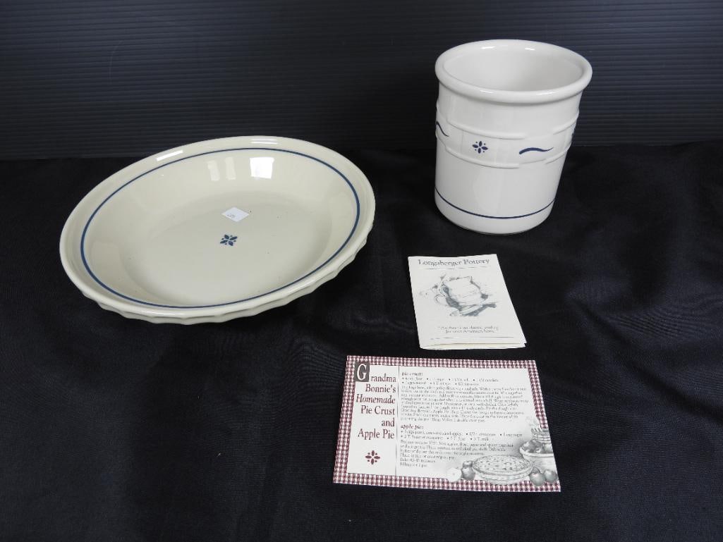 Lot of 2 longaberger woven traditions pie plate and crock (1 of 6)