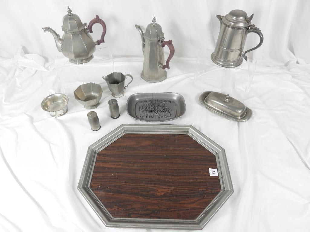 Lot of 11 Gorham Octette pewter coffee and tea set (1 of 8)