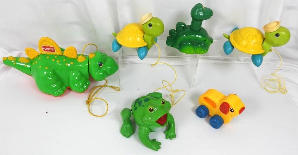 Lot of 6 Vintage pull toys animals reptiles (1 of 9)