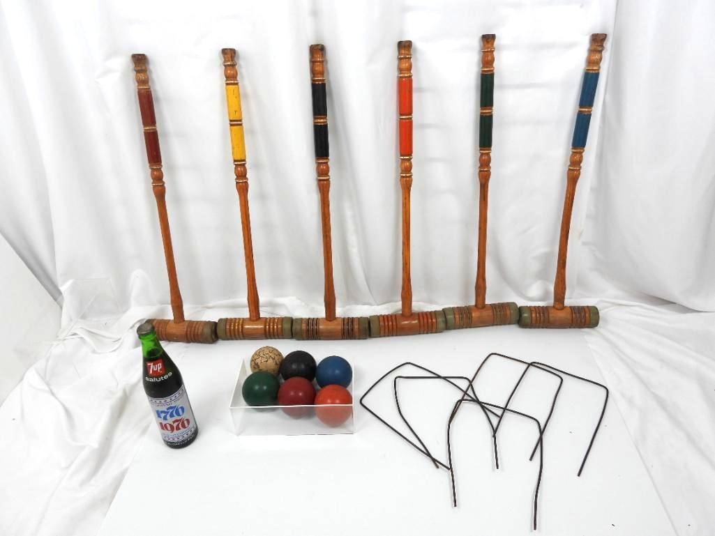 Vintage Croquet 17 pc Set plus 1976 - 7 Up (1 of 8)