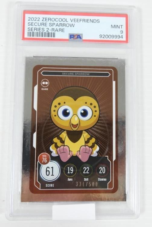 VeeFriends Series 2 Zerocool SECURE SPARROW Card: PSA Graded 9 MINT Certified Collectible Trading Card Game card sealed 2022 ZEROCOOL VEEFRIENDS SECURE SPARROW SERIES 2-RARE (2022)