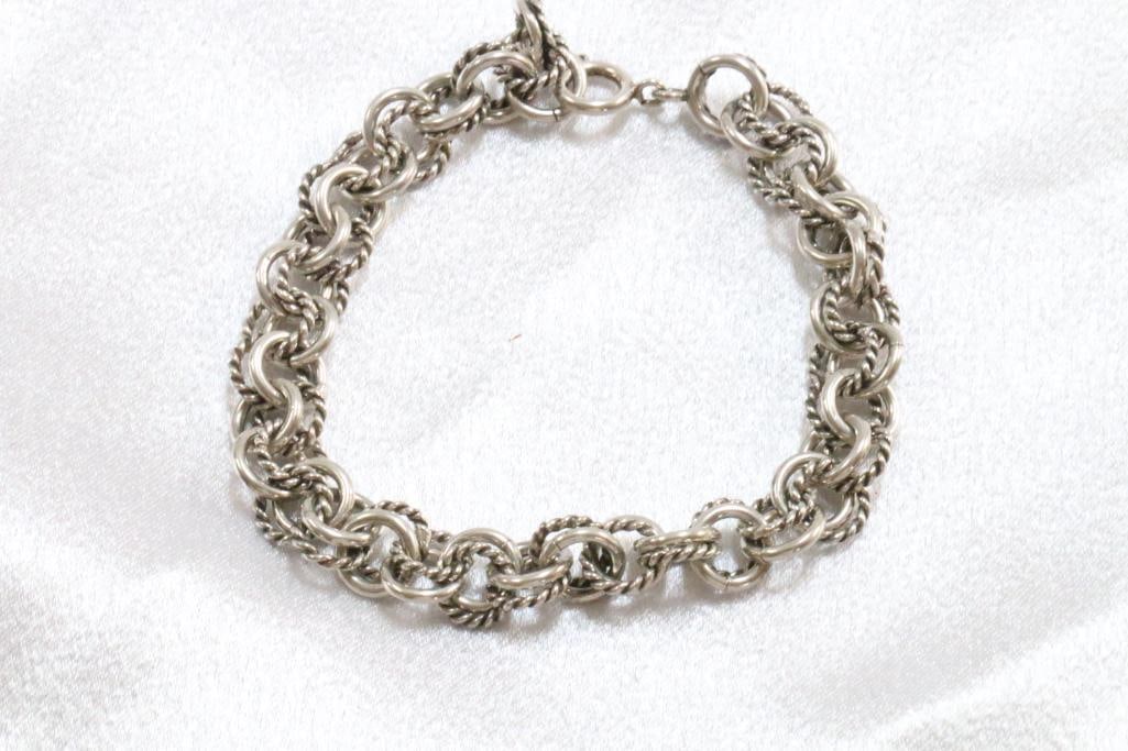 Sterling Silver double link heavy bracelet (1 of 4)