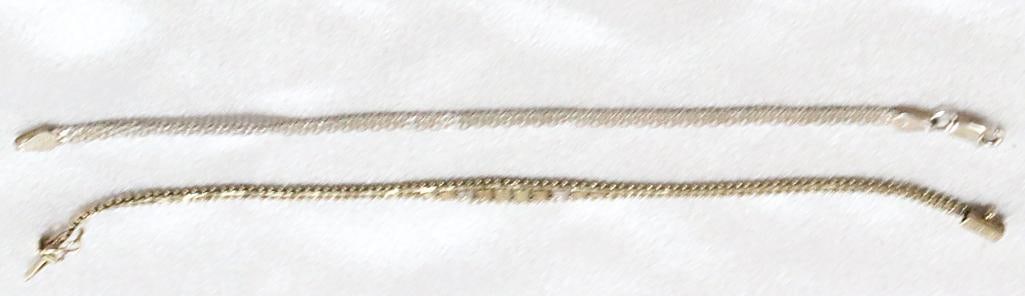 Lot of 2 Sterling Silver chain bracelets (one is 14kt 1/20) 7.8 grams (1 of 7)