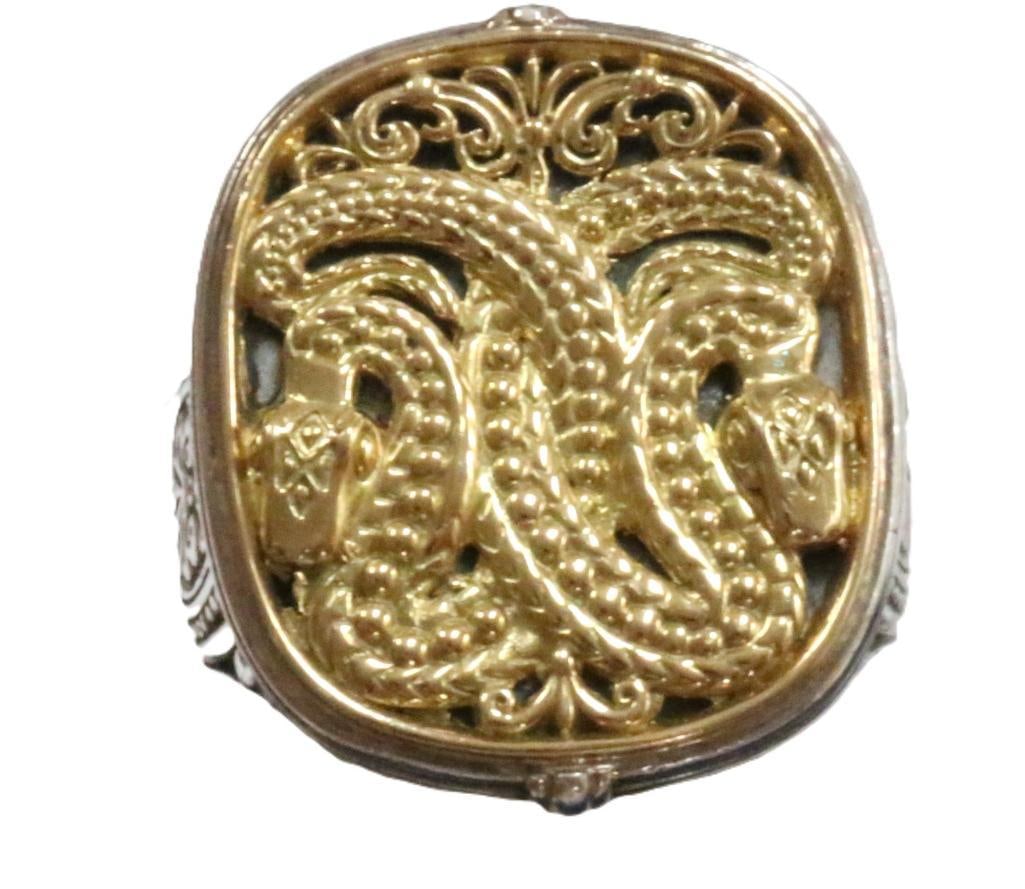 AUTHENTIC KONSTANTINO 18KT GOLD STERLING SNAKE RING 22.6 grams (1 of 14)