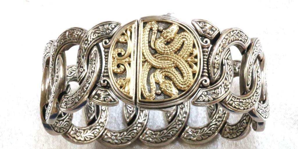 AUTHENTIC KONSTANTINO 18KT GOLD STERLING SNAKE BRACELET 86.9 grams (1 of 16)