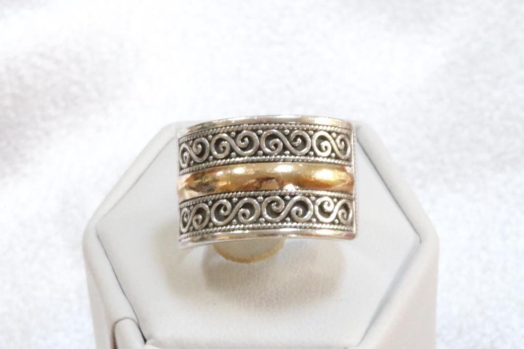 14KT Gold Sterling Silver Ring 5.1 grams. (1 of 6)