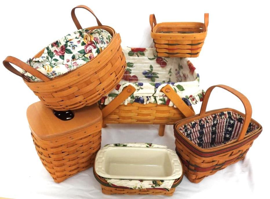 LOT OF 7 VINTAGE LONGABERGER BASKETS (1 of 8)