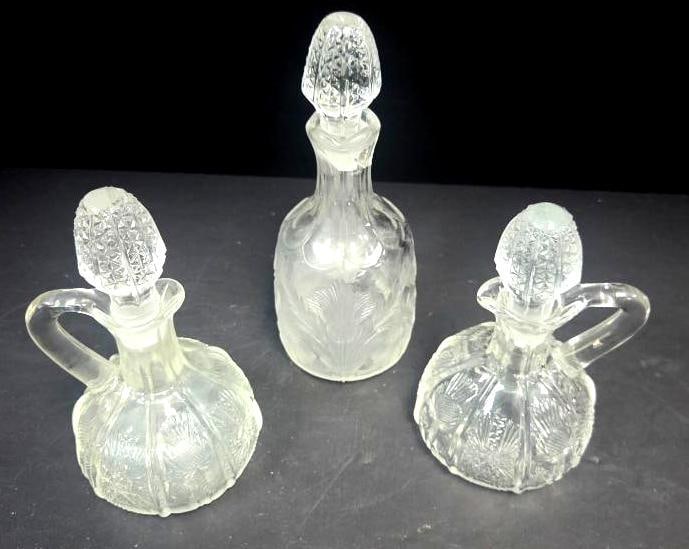 Three-Piece Cut/Pressed Glass Cruet and Decanter Grouping (1 of 10)