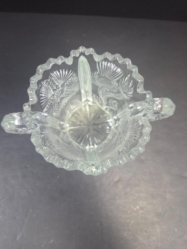 Three-Piece Pressed Glass Thistle Pattern Table Set, Footed - 11