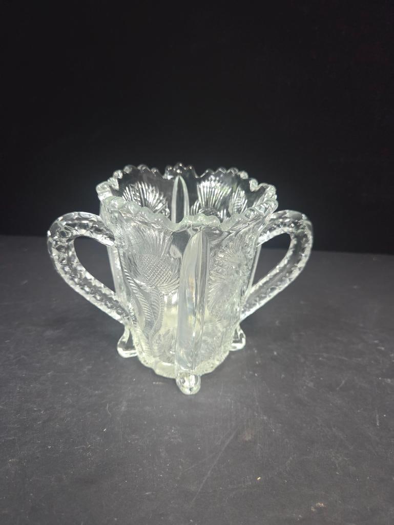 Three-Piece Pressed Glass Thistle Pattern Table Set, Footed - 12