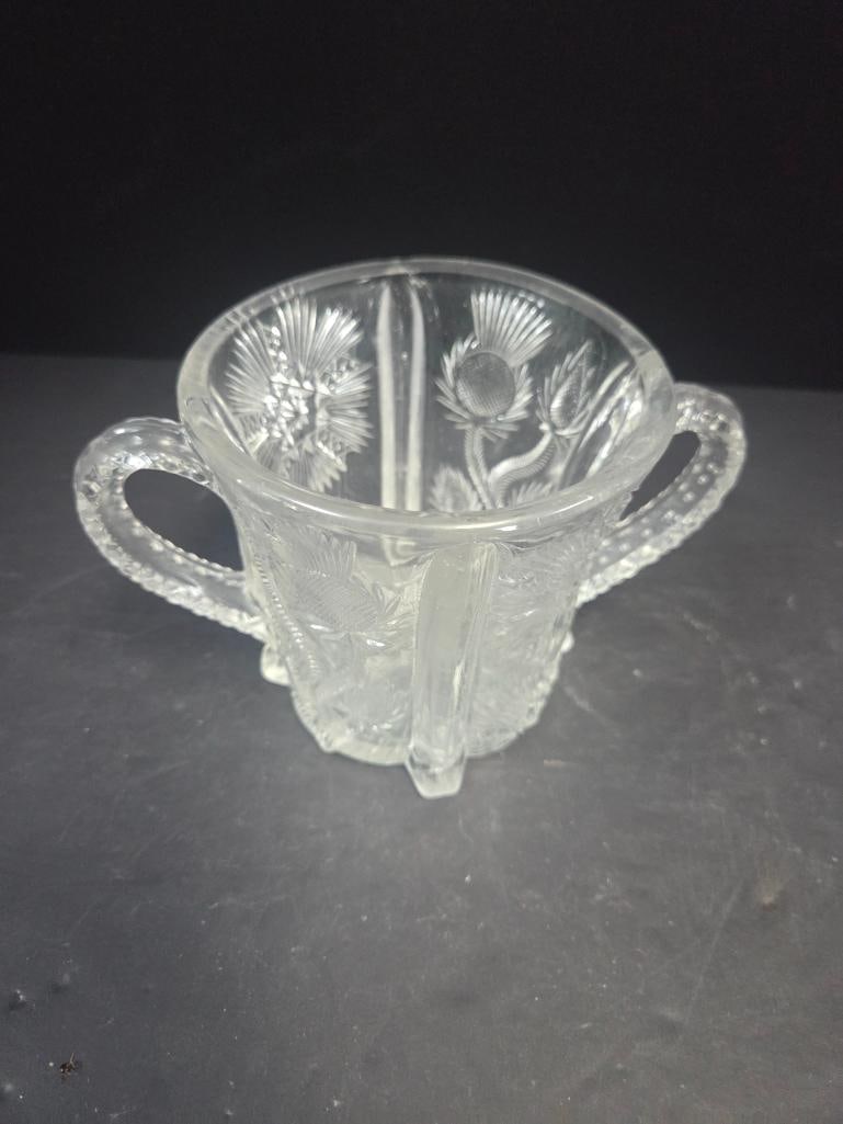 Three-Piece Pressed Glass Thistle Pattern Table Set, Footed - 8