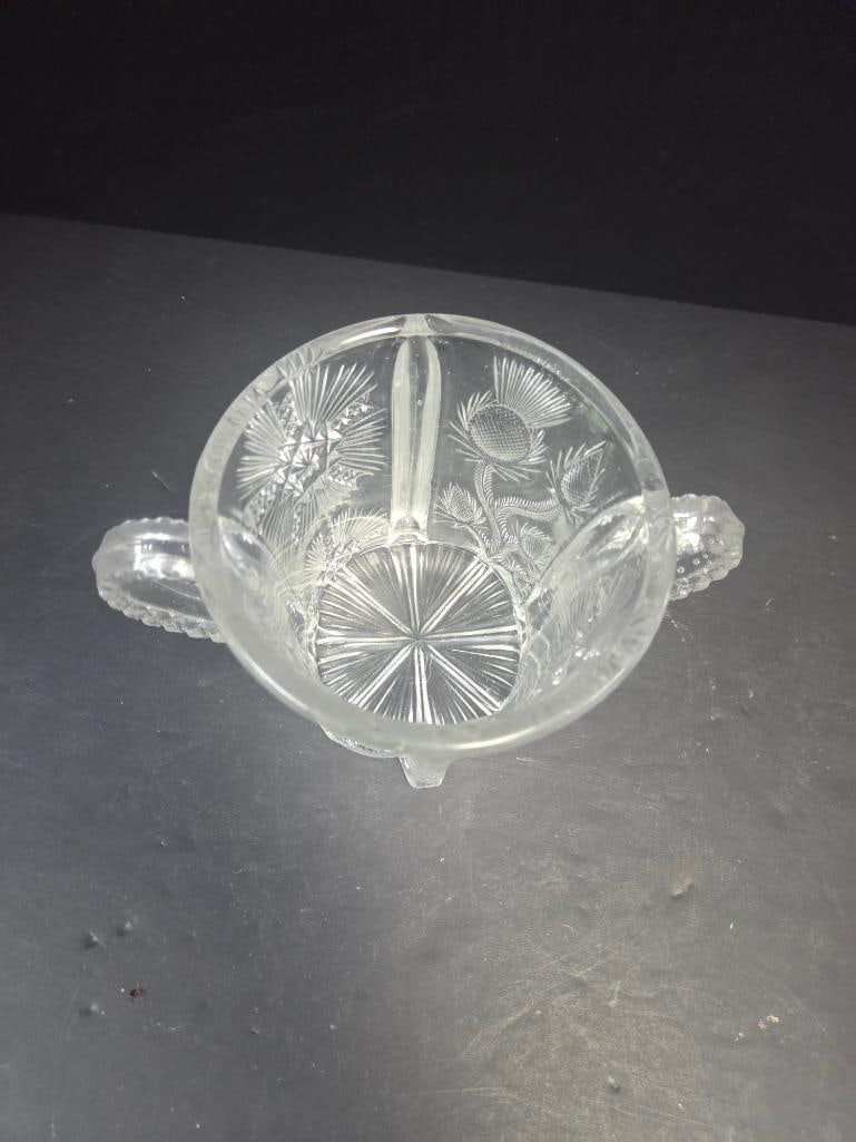 Three-Piece Pressed Glass Thistle Pattern Table Set, Footed - 9