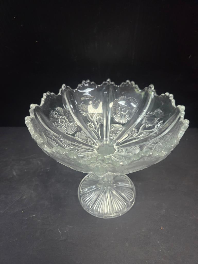 Pair of Pressed Glass Thistle Pattern Footed Compotes EAPG - 2