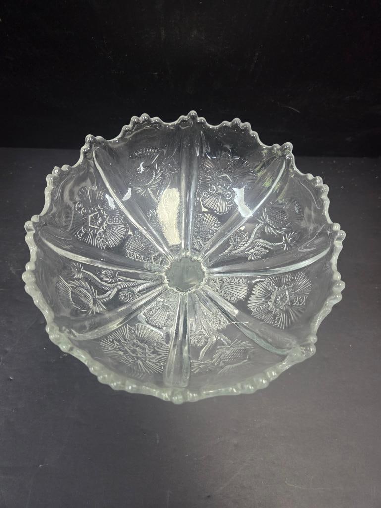 Pair of Pressed Glass Thistle Pattern Footed Compotes EAPG - 3