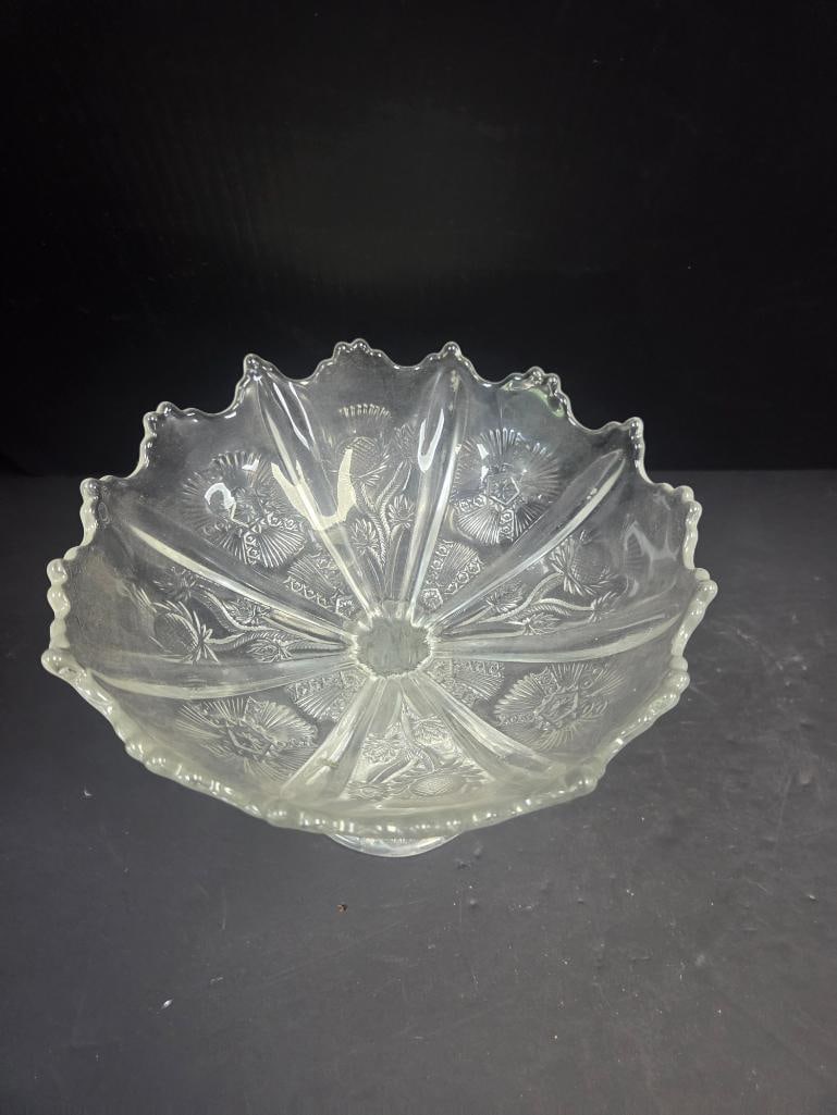 Pair of Pressed Glass Thistle Pattern Footed Compotes EAPG - 5