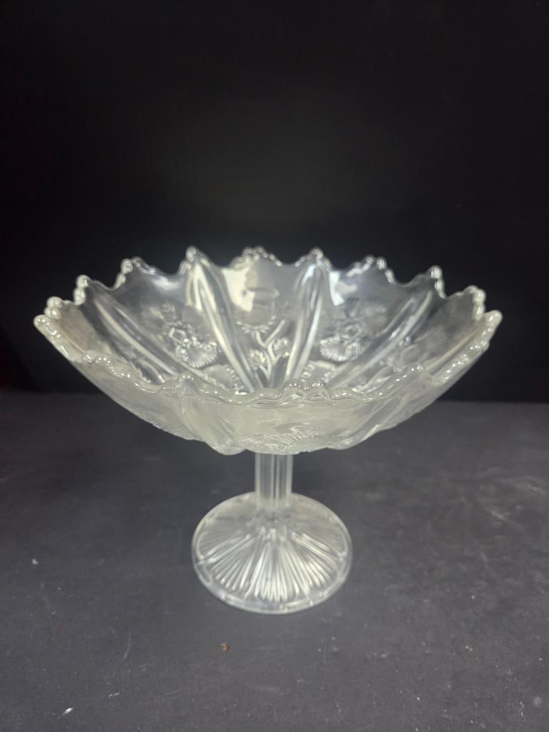 Pair of Pressed Glass Thistle Pattern Footed Compotes EAPG - 6