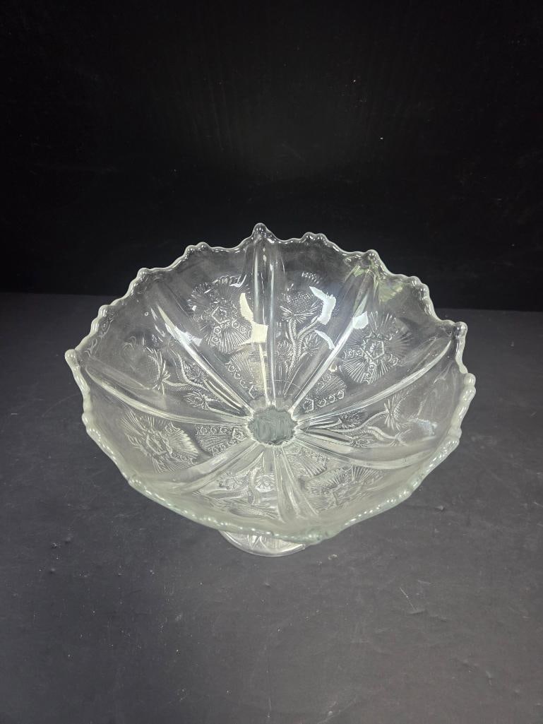 Pair of Pressed Glass Thistle Pattern Footed Compotes EAPG - 6