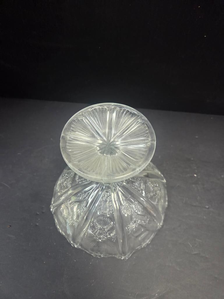 Pair of Pressed Glass Thistle Pattern Footed Compotes EAPG - 8