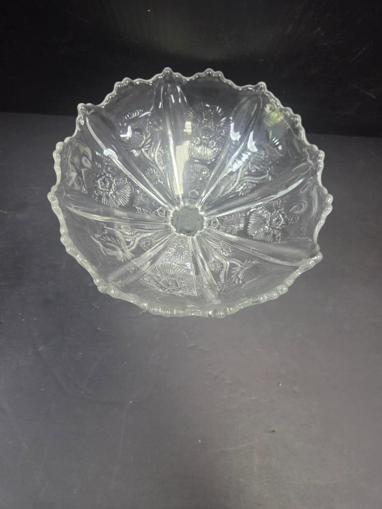 Pair of Pressed Glass Thistle Pattern Footed Compotes EAPG - 4