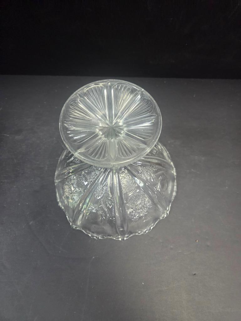Pair of Pressed Glass Thistle Pattern Footed Compotes EAPG - 5