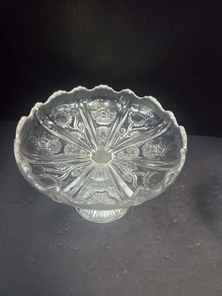 Pair of Pressed Glass Thistle Pattern Compotes EAPG - 2