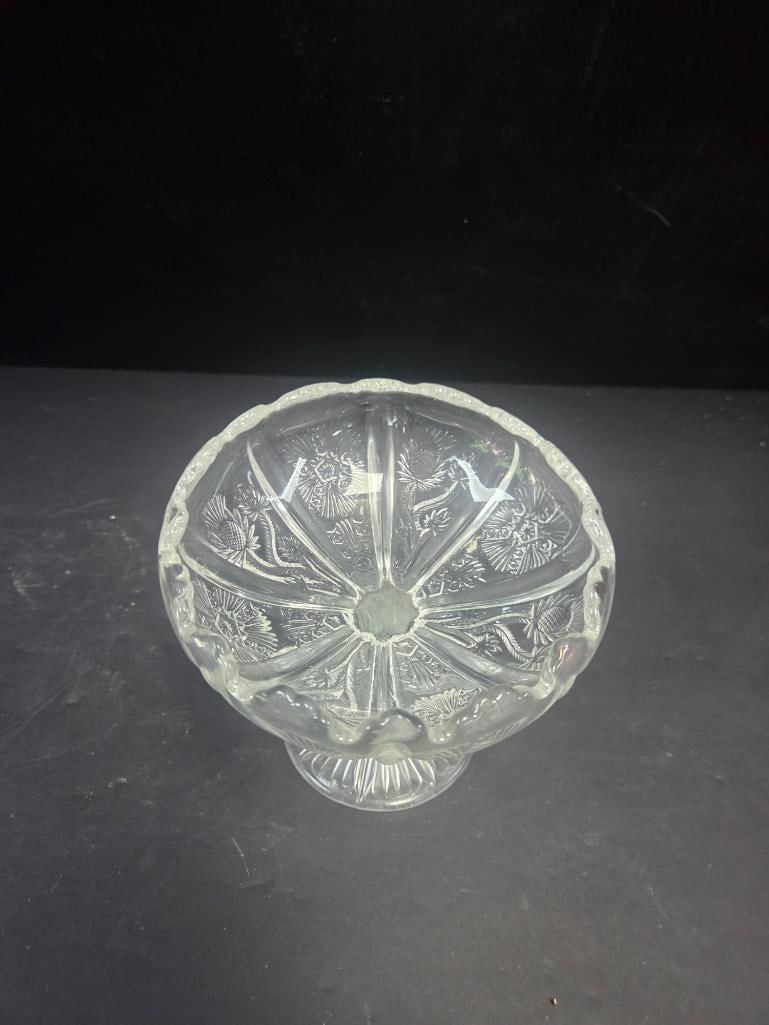 Pair of Pressed Glass Thistle Pattern Compotes EAPG - 5