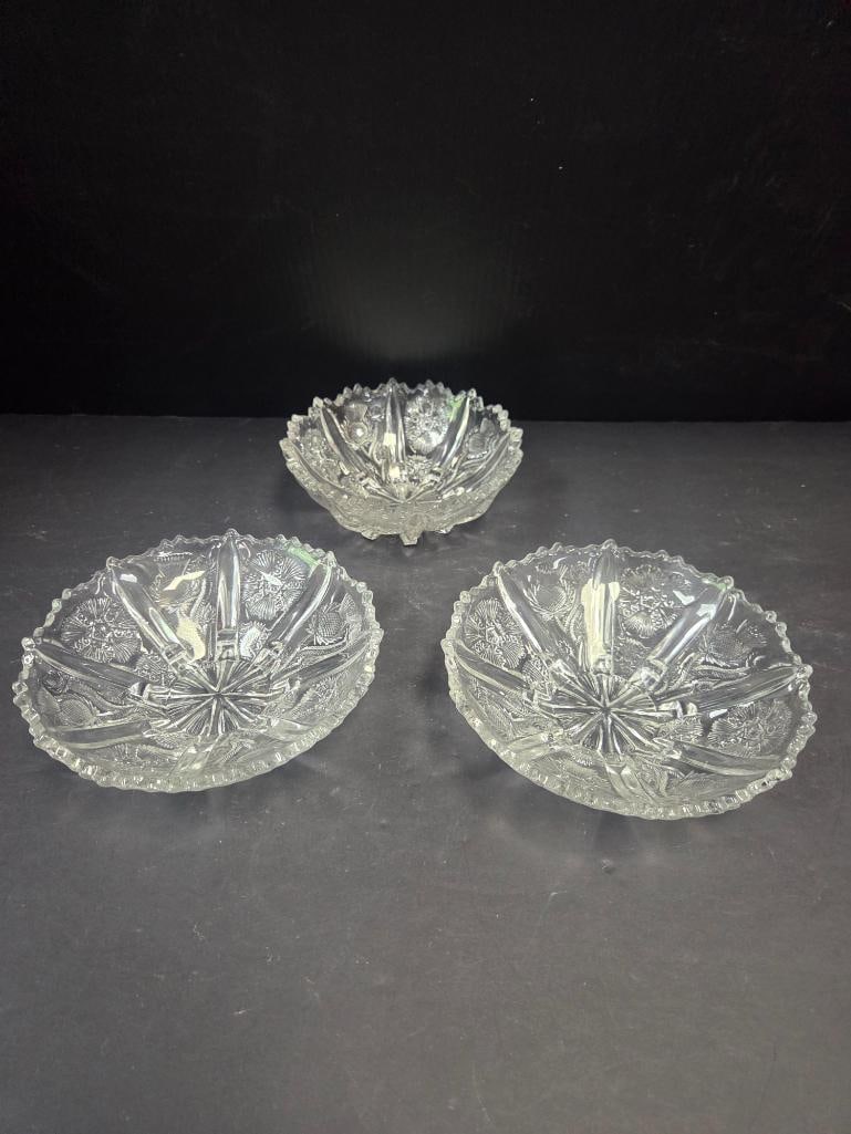 Pressed Glass Thistle Pattern Bowls - 2