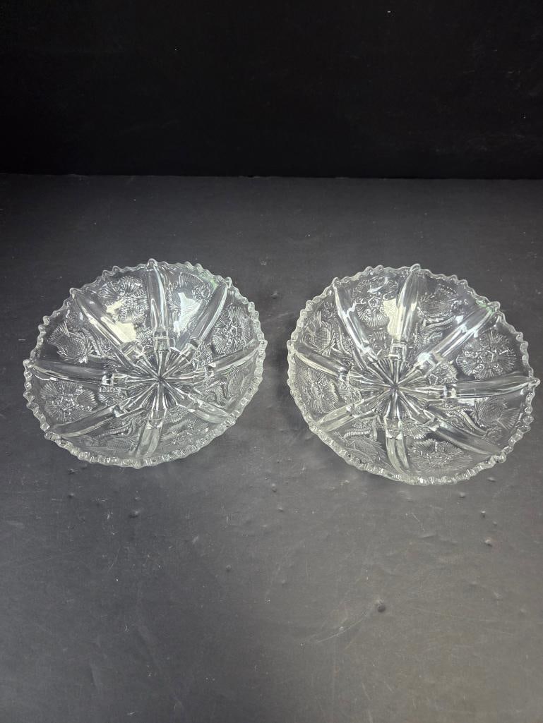 Pressed Glass Thistle Pattern Bowls - 3
