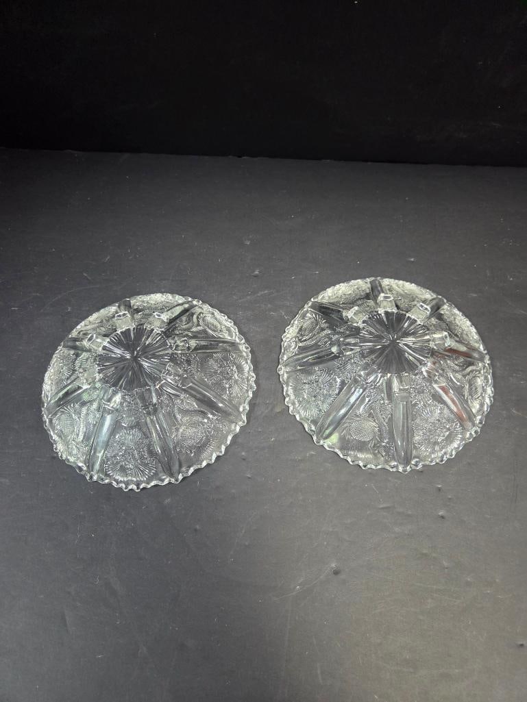Pressed Glass Thistle Pattern Bowls - 4