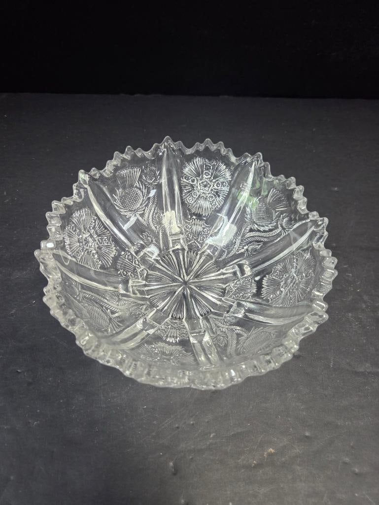 Pressed Glass Thistle Pattern Bowls - 5