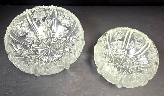 Pressed Glass Thistle Pattern Bowls, Graduated Sizes (1 of 3)