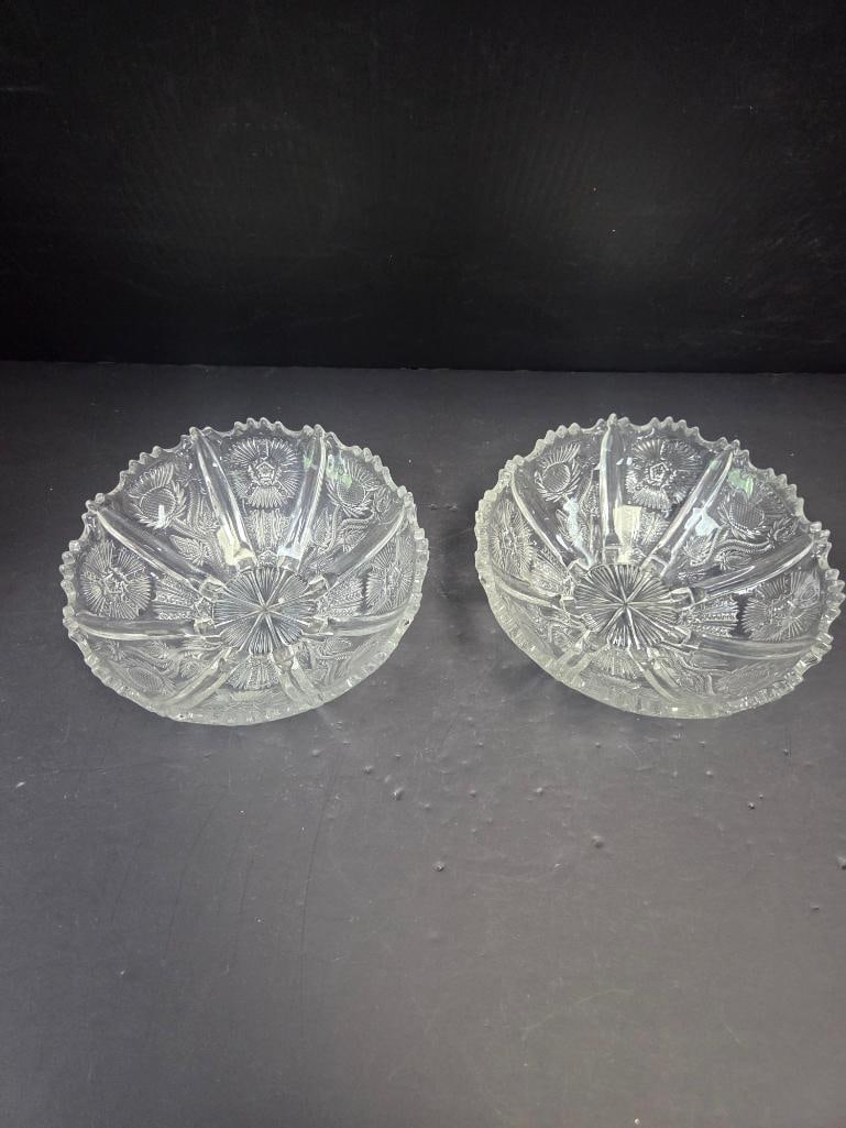Pair of Pressed Glass Thistle Pattern Bowls (1 of 5)
